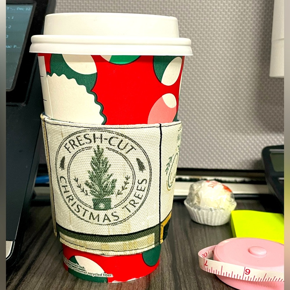 Christmas Coffee Cup Cozies- Reversible